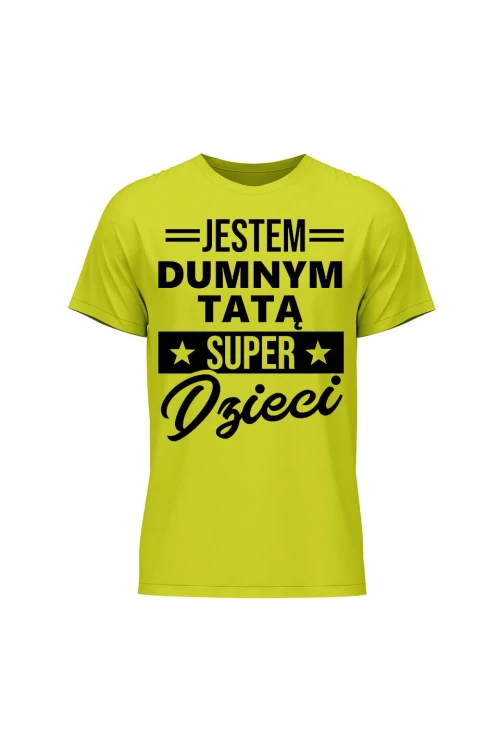 Koszulka męska Dumny Tata Super Dzieci - limonka