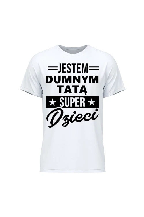 Koszulka męska Dumny Tata Super Dzieci - biała