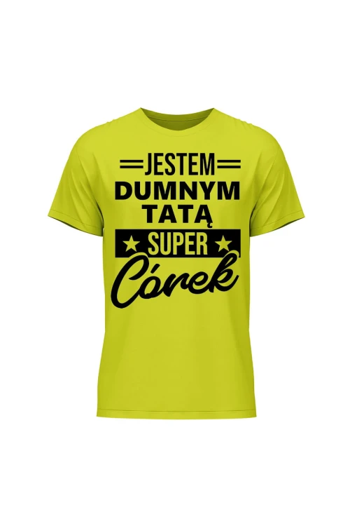 Koszulka męska Dumny Tata Super Córek - limonka