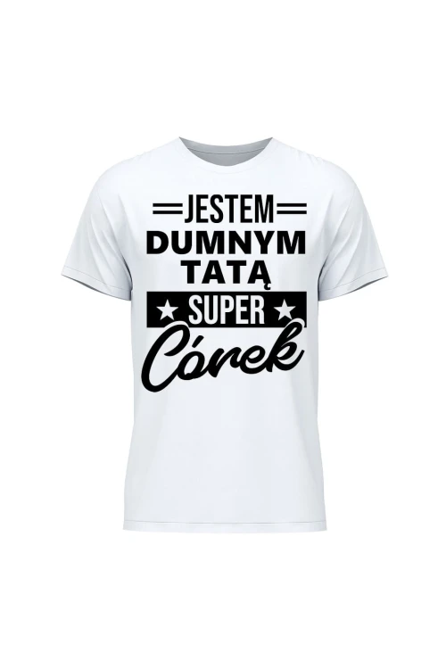 Koszulka męska Dumny Tata Super Córek - biała