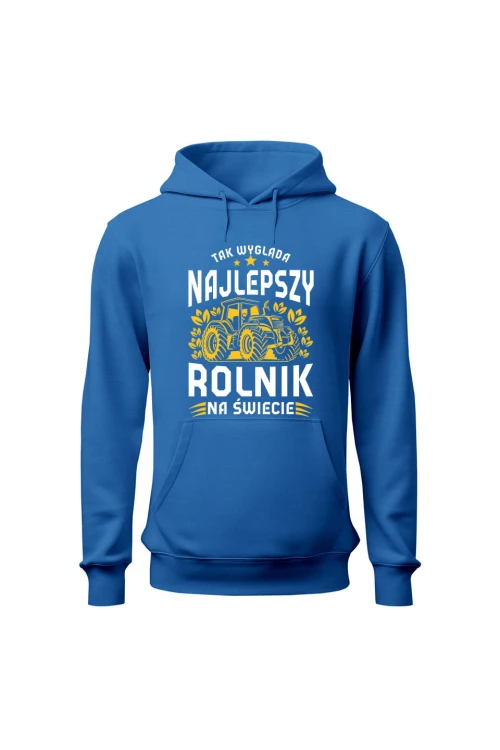 Bluza męska z kapturem Najlepszy rolnik na świecie - niebieska