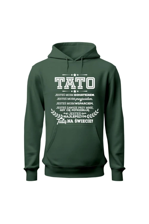 Bluza męska z kapturem Z napisem Tato jesteś moim bohaterem - zielona