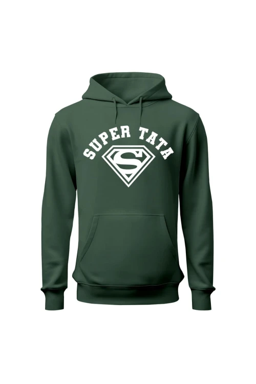 Bluza męska z kapturem Super Tata Super Man - zielona