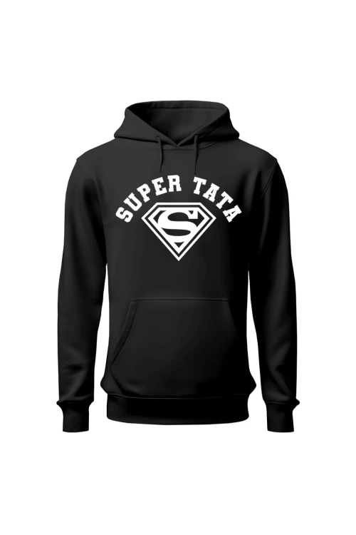 Bluza męska z kapturem Super Tata Super Man - czarna