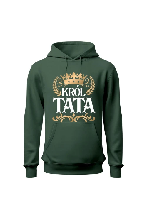Bluza męska z kapturem Król Tata - zielona