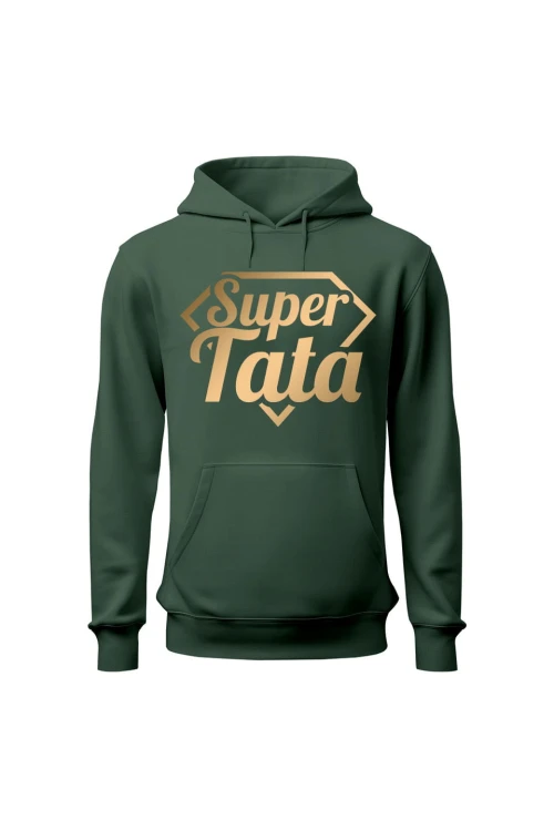 Bluza męska z kapturem Super Tata - zielona
