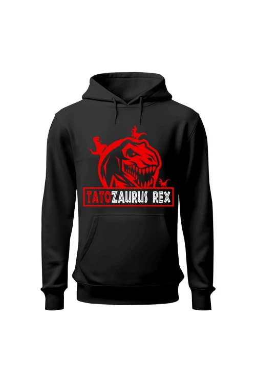 Bluza męska z kapturem Tatozaurus Rex - czarna