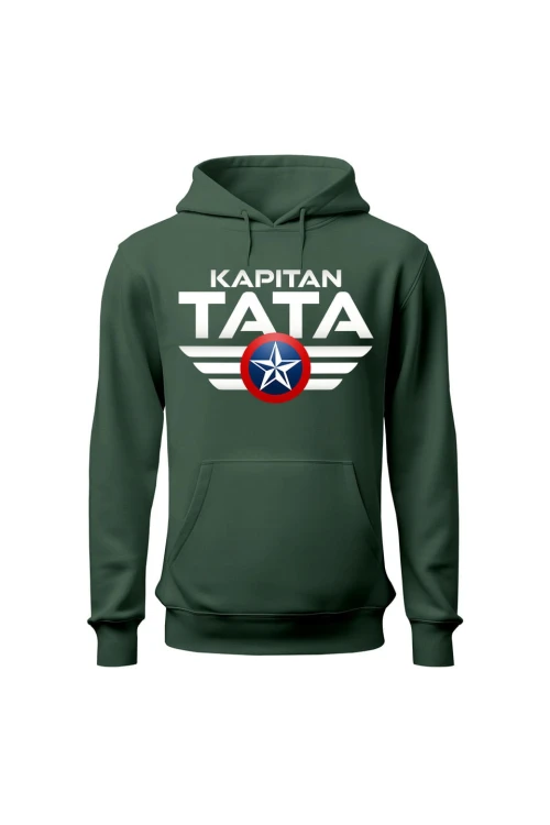 Bluza męska z kapturem Kapitan Tata - zielona