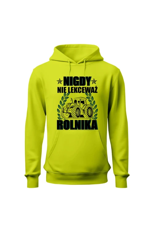 Bluza męska z kapturem Nigdy nie lekceważ rolnika - limonka