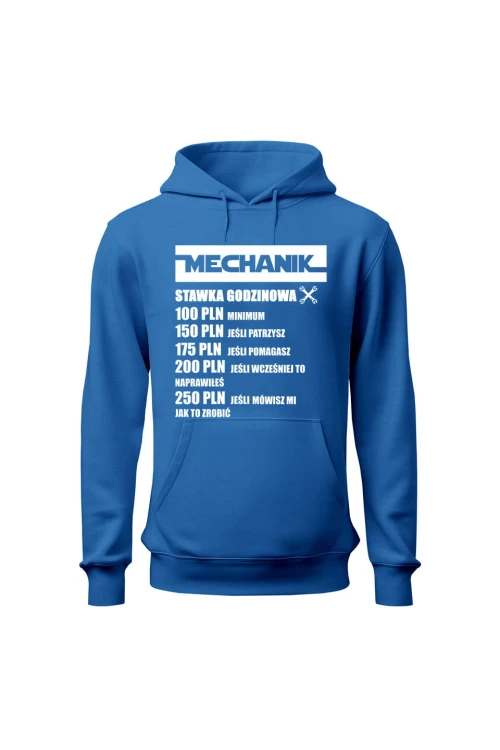 Bluza z kapturem Mechanik stawka godzinowa - niebieska