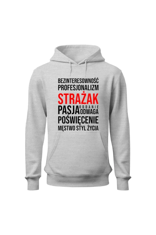Bluza męska z kapturem Cechy strażaka - szara