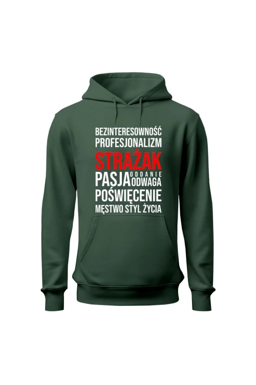 Bluza męska z kapturem Cechy strażaka - zielona