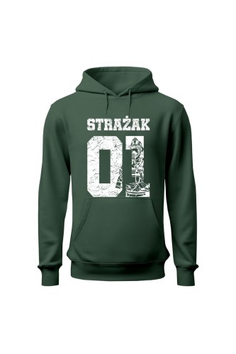 Bluza męska z kapturem Strażak 01 - zielona
