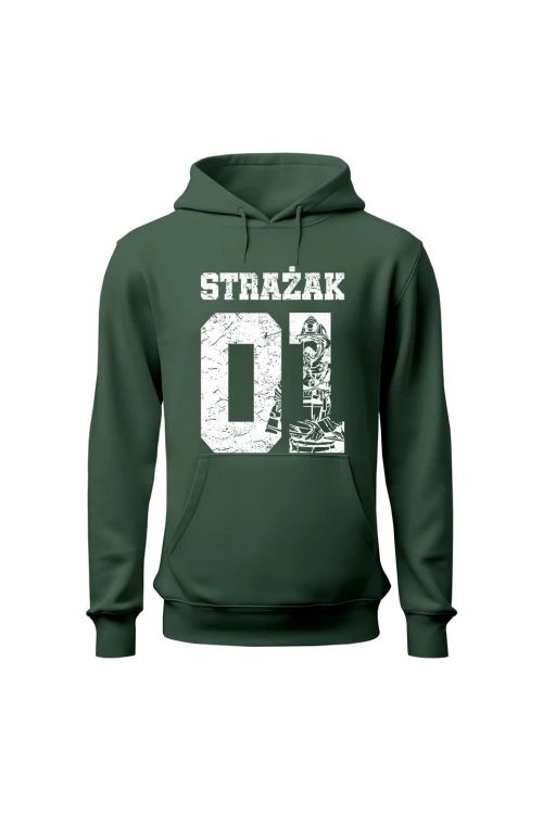 Bluza męska z kapturem Strażak 01 - zielona