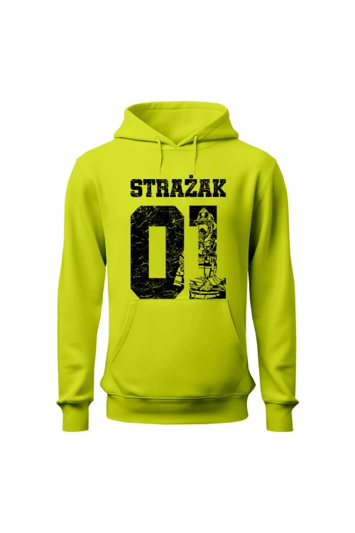 Bluza męska z kapturem Strażak 01 - limonka