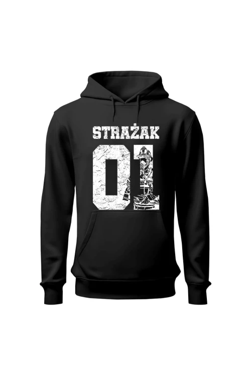 Bluza męska z kapturem Strażak 01 - czarna