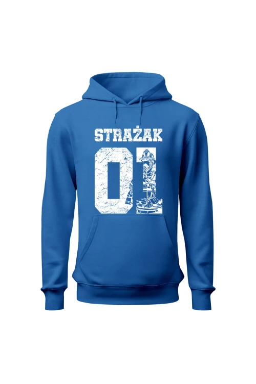 Bluza męska z kapturem Strażak 01 - niebieska