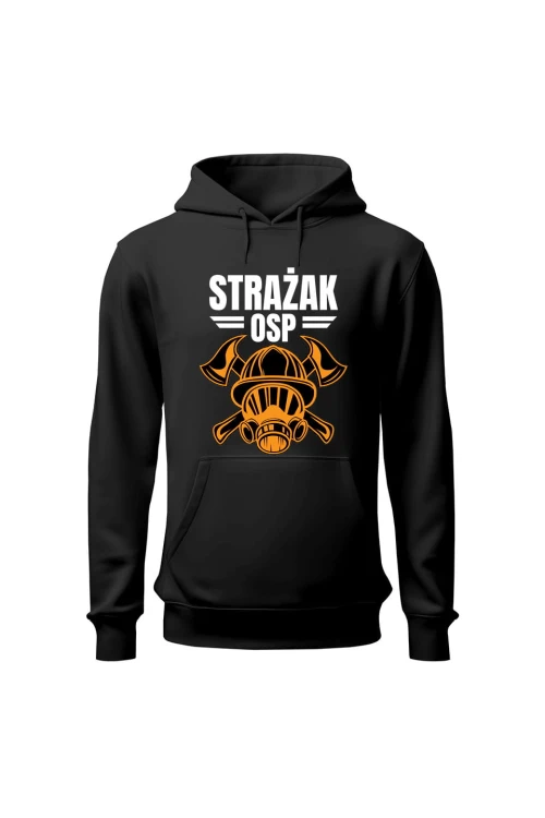 Bluza męska z kapturem Strażak OSP - czarna