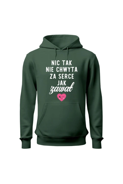 Bluza damska z kapturem Nic tak nie chwyta za serce jak zawał - zielona