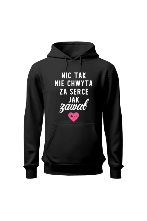 Bluza damska z kapturem Nic tak nie chwyta za serce jak zawał - czarna