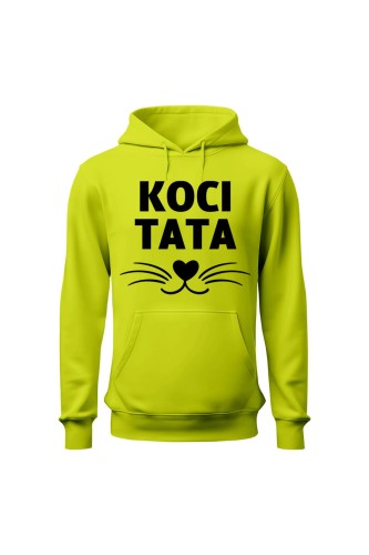 Bluza męska z kapturem Koci tata - limonka