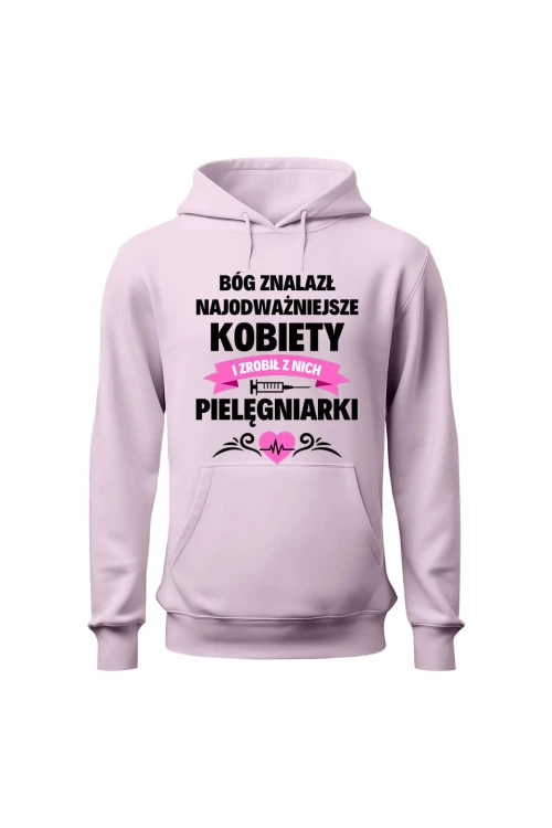 Bluza damska z kapturem Bóg znalazł pielęgniarki - różowa
