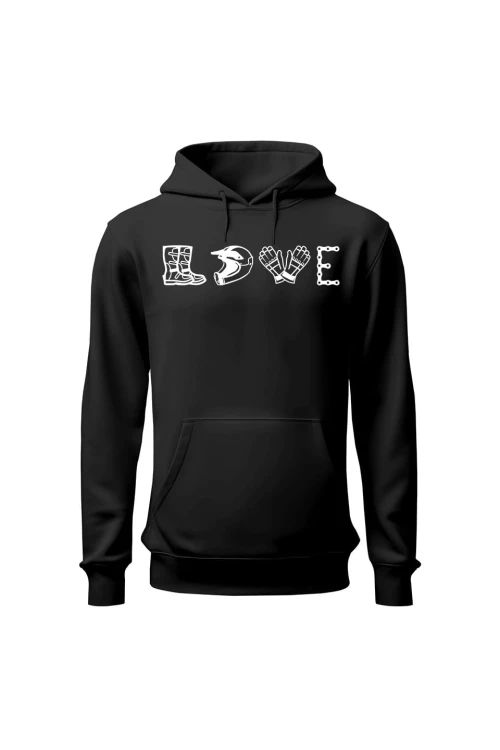 Bluza męska z kapturem LOVE MOTO - czarna