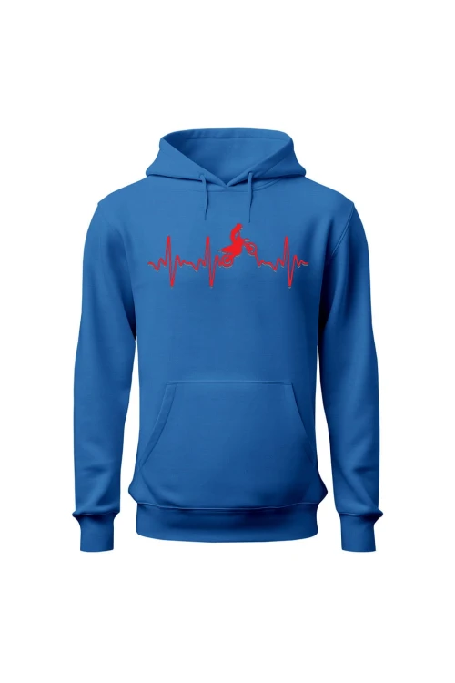 Bluza męska z kapturem Motocross heartbeat - niebieska