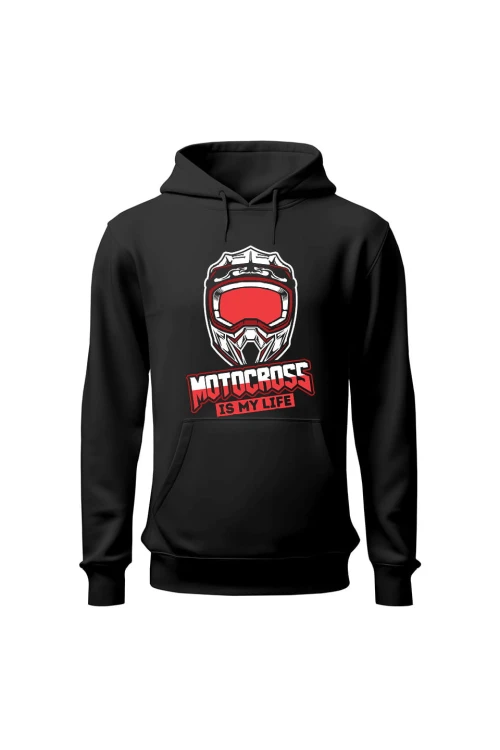 Bluza męska z kapturem Motocross is my life - czarna