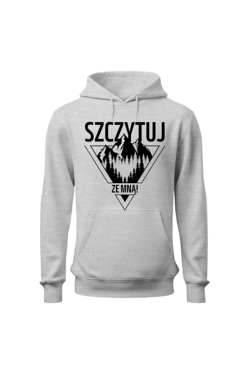 Bluza męska z kapturem Szczytuj ze mną - szara