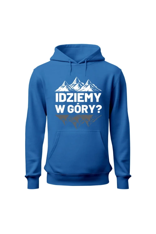 Bluza męska z kapturem Idziemy w góry - niebieska