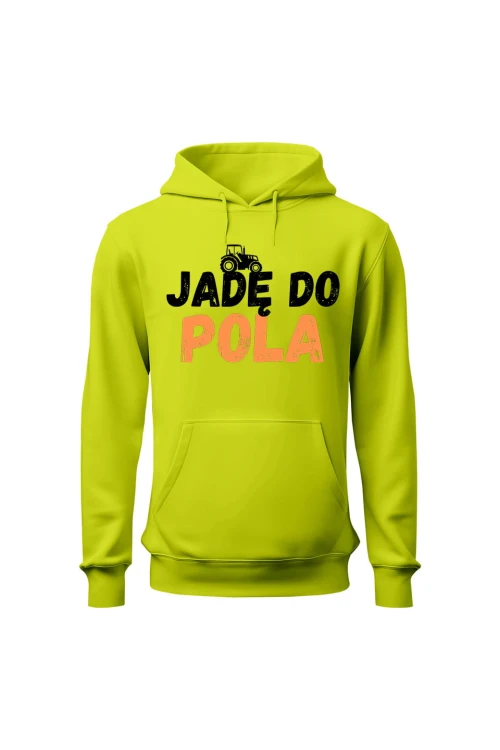 Bluza męska z kapturem Jadę do pola - limonka