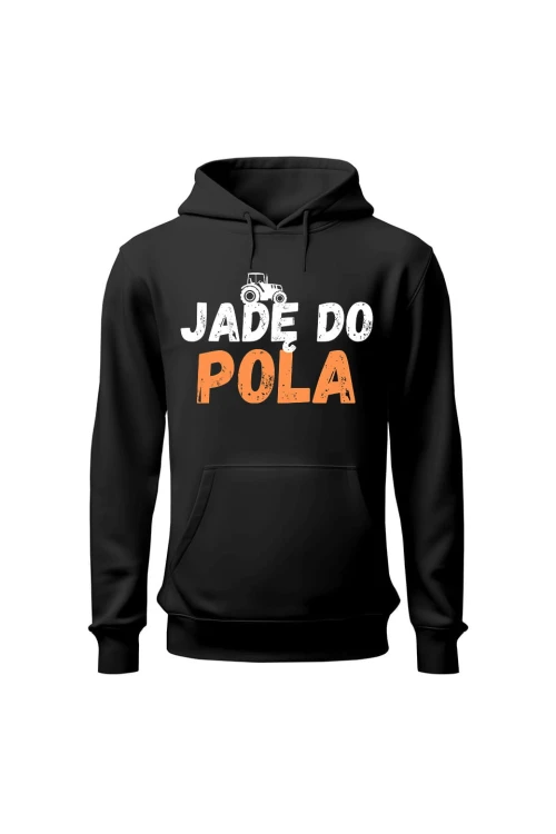 Bluza męska z kapturem Jadę do pola - czarna