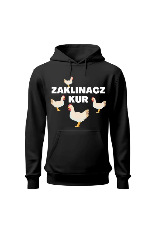 Bluza męska z kapturem Zaklinacz kur - czarna