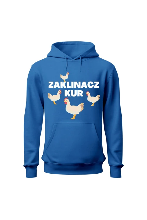 Bluza męska z kapturem Zaklinacz kur - niebieska