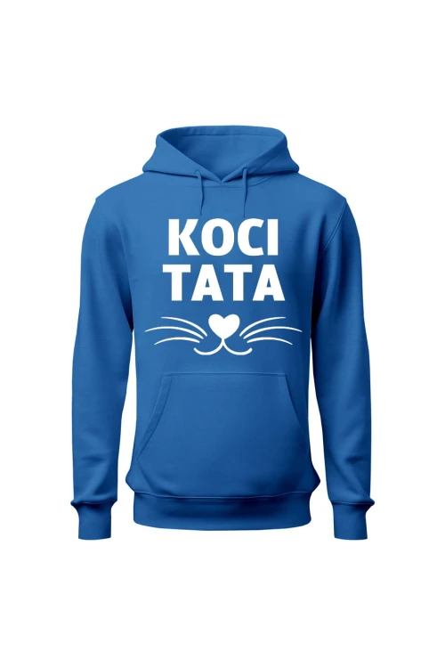 Bluza męska z kapturem Koci tata - niebieska