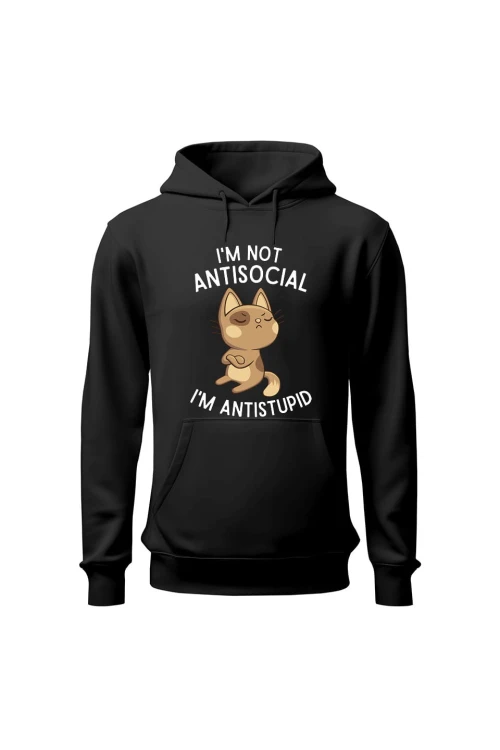Bluza męska z kapturem I'm not antisocial - czarna