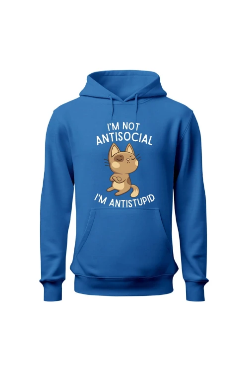 Bluza męska z kapturem I'm not antisocial - niebieska