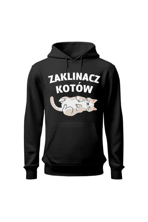 Bluza męska z kapturem Zaklinacz kotów - czarna