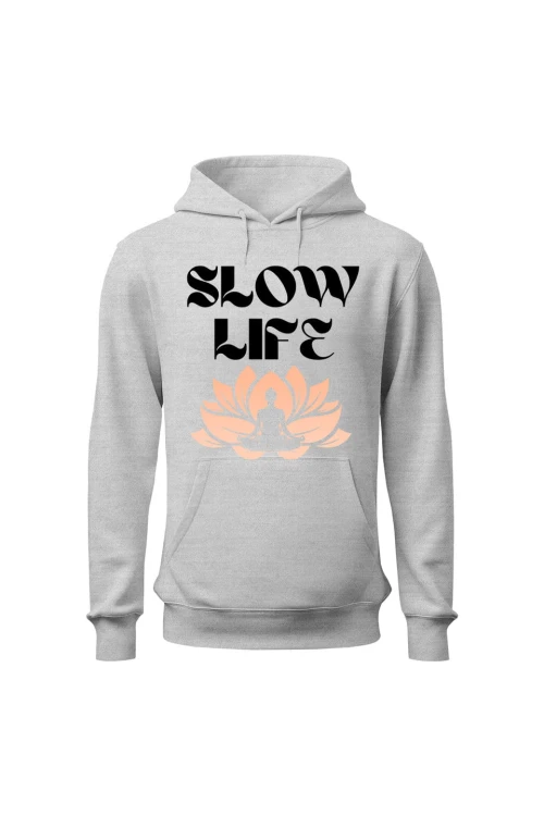 Bluza męska z kapturem Slow life - szara