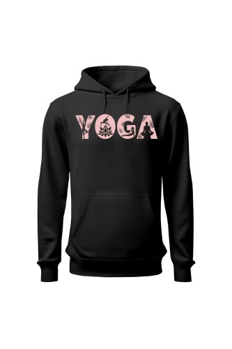Bluza męska z kapturem Yoga Napis - czarna
