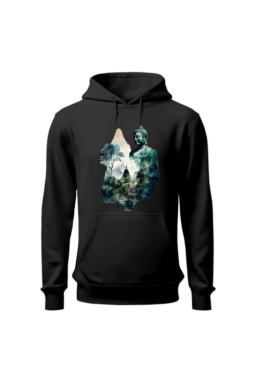 Bluza męska z kapturem Buddyzm - czarna