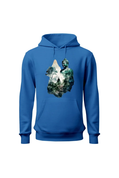 Bluza męska z kapturem Buddyzm - niebieska