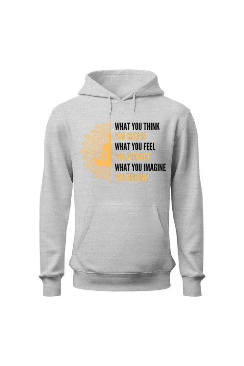 Bluza męska z kapturem What you think you create - szara