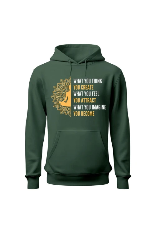 Bluza męska z kapturem What you think you create - zielona