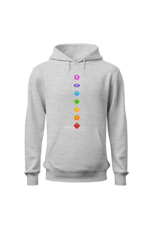 Bluza męska z kapturem Czakry - szara