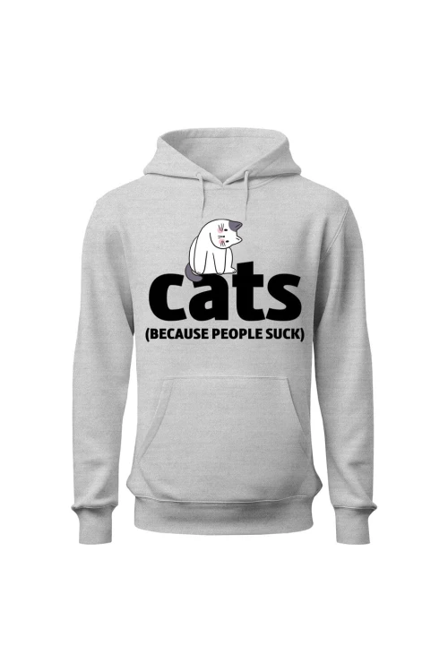 Bluza męska z kapturem Cats because people sck - szara