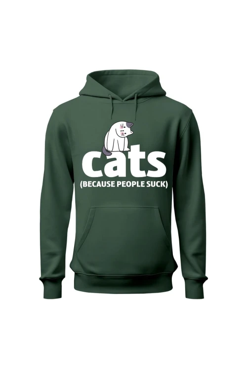 Bluza męska z kapturem Cats because people sck - zielona