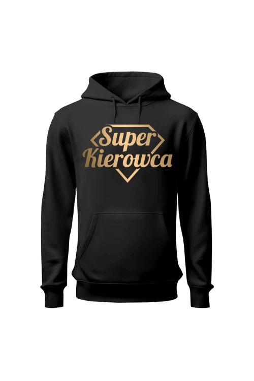 Bluza męska z kapturem Super kierowca złoty - czarna