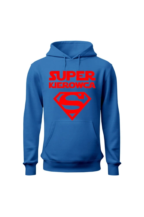 Bluza męska z kapturem Super kierowca czerwony - niebieska